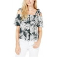 thumbnail image 1 of 1.STATE Womens Floral Cold Shoulder Blouse, Green, Medium, 1 of 1