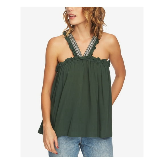 1. STATE $69 Womens New 1581 Green Embroidered Tank Casual Top L B+B