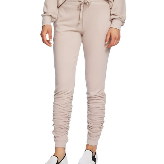 1.STATE Womens Ruched Hem Casual Jogger Pants, Pink, Large