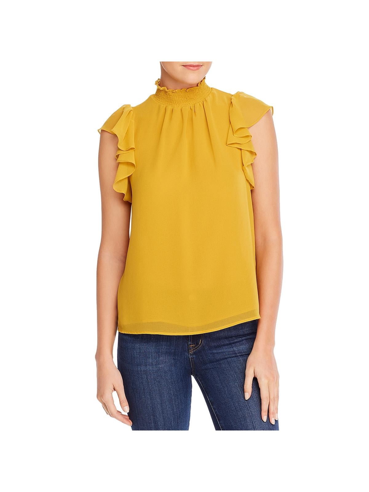 yellow flutter sleeve top