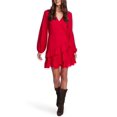 thumbnail image 1 of 1.STATE Women's Ruffled Wrap Mini Dress Red Size 2, 1 of 3