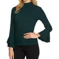 thumbnail image 1 of 1.STATE Womens Bell Sleeve Knit Blouse, Green, Small, 1 of 3