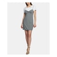 thumbnail image 1 of 1. STATE Womens Black Check Spaghetti Strap V Neck Above The Knee Fit + Flare Dress 8, 1 of 2