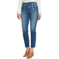 thumbnail image 1 of 1.STATE Womens Button Embelishment Straight Leg Jeans, Blue, 25, 1 of 2