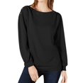 thumbnail image 1 of 1.STATE Womens Button Shoulder Sweatshirt, Black, Small, 1 of 2