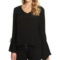 thumbnail image 1 of 1.STATE Womens Cascade-Sleeve Pullover Blouse, Black, Small, 1 of 2