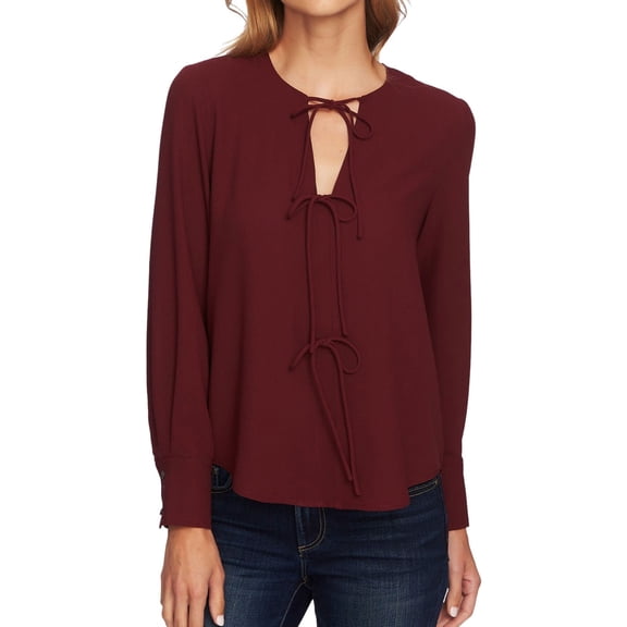 1.STATE Womens Center Tie Pullover Blouse, Red, Medium