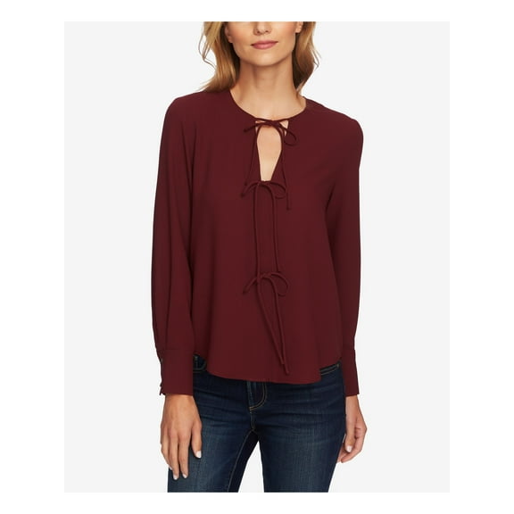 1.STATE Womens Center Tie Pullover Blouse, Red, Small