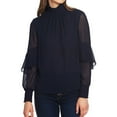 thumbnail image 1 of 1.STATE Womens Chiffon Mock Neck Pullover Blouse, Blue, X-Small, 1 of 2