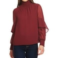 thumbnail image 1 of 1.STATE Womens Chiffon Mock Neck Pullover Blouse, Red, Small, 1 of 2