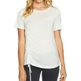 thumbnail image 1 of 1.STATE Womens Cinched Asymmetrical-Hem Basic T-Shirt, White, Large, 1 of 1