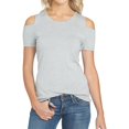 thumbnail image 1 of 1.STATE Womens Cold-Shoulder Basic T-Shirt, Grey, X-Small, 1 of 2