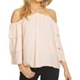 thumbnail image 1 of 1.STATE Womens Cold Shoulder Halter Blouse Top, Pink, X-Small, 1 of 2