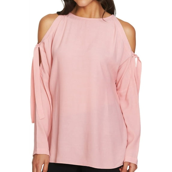 1.STATE Womens Cold Shoulder Knit Blouse, Pink, Small