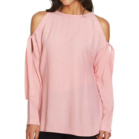 1.STATE Womens Cold Shoulder Knit Blouse, Pink, X-Small