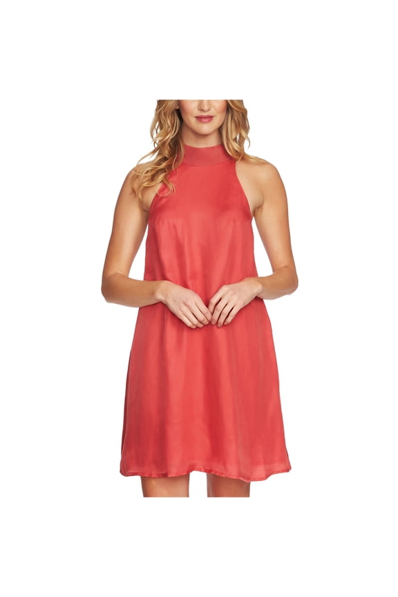 Womens Coral Shift Drop Waist Dress, Pink, Medium
