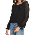 thumbnail image 1 of 1.STATE Womens Double Gathered Sleeve Pullover Blouse, Black, X-Small, 1 of 1