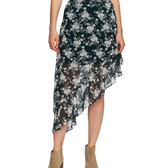 1.STATE Womens Forest Asymmetric High-Low Skirt, Green, 6