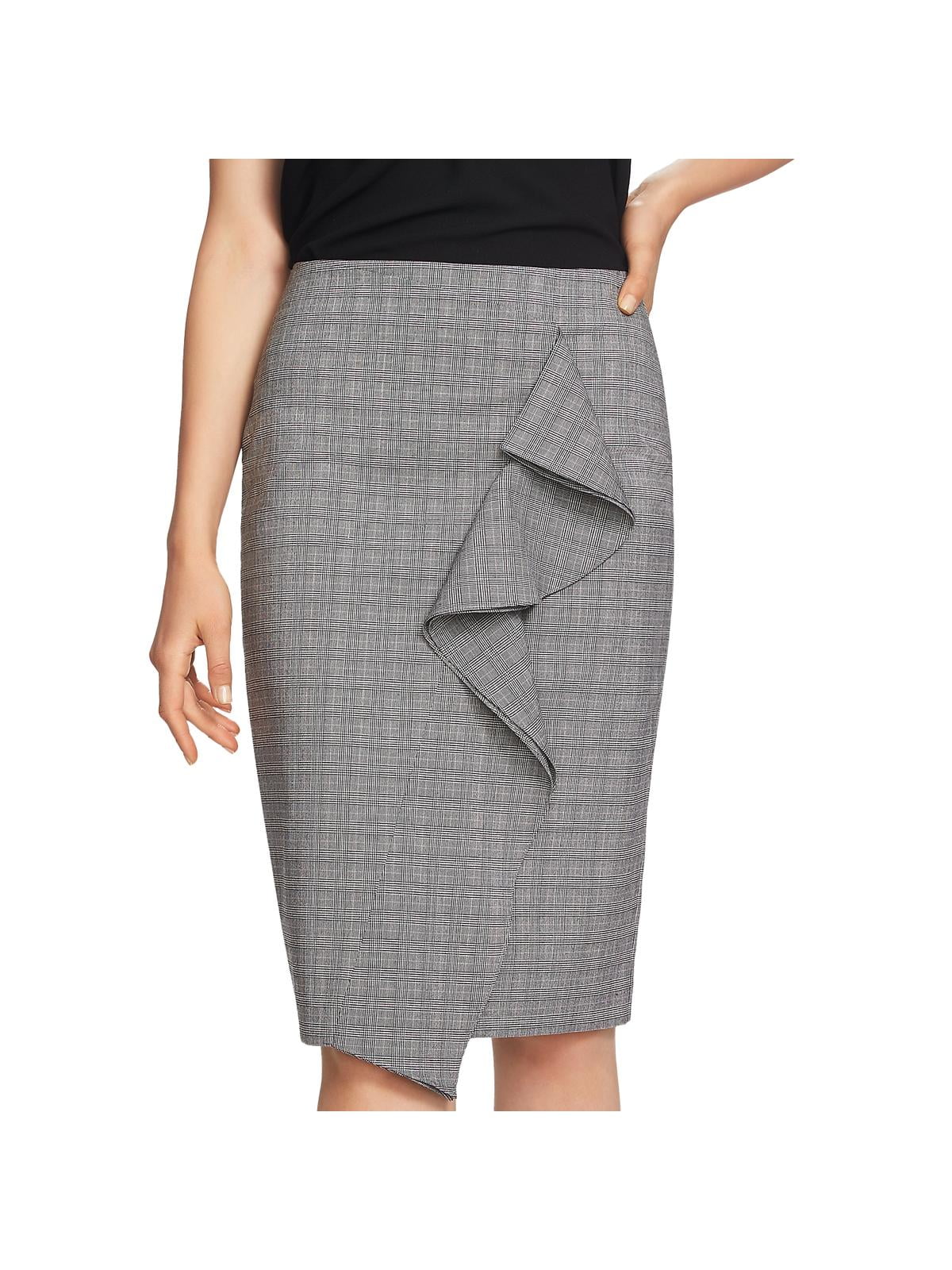 1.STATE Womens Glen Plaid Pencil Skirt Black 6 Walmart