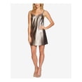 thumbnail image 1 of 1. STATE Womens Gold Spaghetti Strap V Neck Above The Knee Sheath Dress Size: 2, 1 of 4