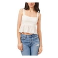 thumbnail image 1 of 1. STATE Womens Ivory Stretch Textured Fitted Peplum-hem Sweetheart Neckline Crop Top L, 1 of 4