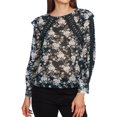 thumbnail image 1 of 1.STATE Womens Lace Inset Pullover Blouse, Green, Small, 1 of 2