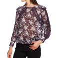 thumbnail image 1 of 1.STATE Womens Lace Inset Pullover Blouse, Purple, Medium, 1 of 2