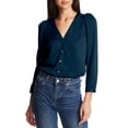 thumbnail image 1 of 1. STATE Womens Navy Long Sleeve V Neck Top Size: XXS, 1 of 3
