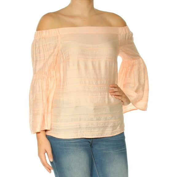 1. STATE Womens Orange Lace 3/4 Sleeve Off Shoulder Top Size: S