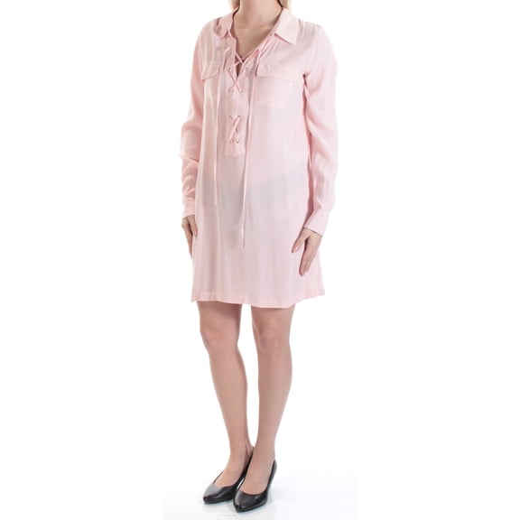1. STATE Womens Pink Pocketed Cuffed Collared Above The Knee Dress Size: S