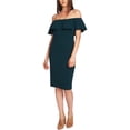 thumbnail image 1 of 1.STATE Womens Ruffle Off-Shoulder Dress, Green, 10, 1 of 2