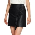 thumbnail image 1 of 1.STATE Womens Ruffled Faux Leather Mini Skirt, Black, 4, 1 of 1