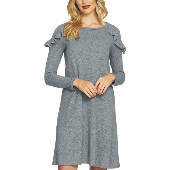 1.STATE Womens Ruffled Tunic Dress, Grey, Large
