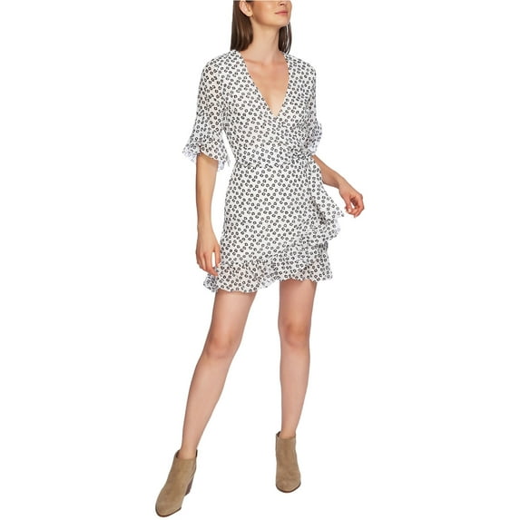 1.STATE Womens Ruffly Flounce Dress, White, 2