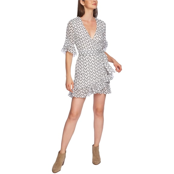 1.STATE Womens Ruffly Flounce Dress, White, 2