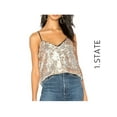 thumbnail image 1 of 1. STATE Womens Silver Sequined Spaghetti Strap V Neck Top S, 1 of 2