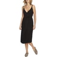 thumbnail image 1 of 1.STATE Womens Solid Wrap Midi Dress, Black, X-Small, 1 of 3