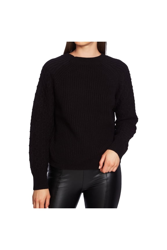 Womens Texture Pullover Sweater, Black, Medium