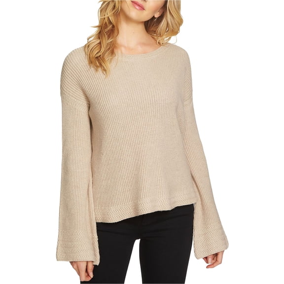 1.STATE Womens Textured Pullover Sweater, Beige, Large