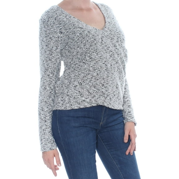 1.STATE Womens Textured Wrap Blouse, Grey, Large