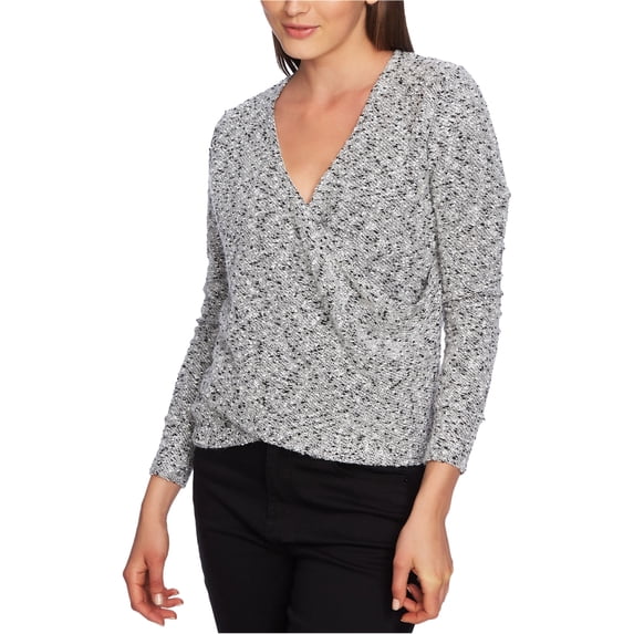 1.STATE Womens Textured Wrap Blouse, Grey, Small