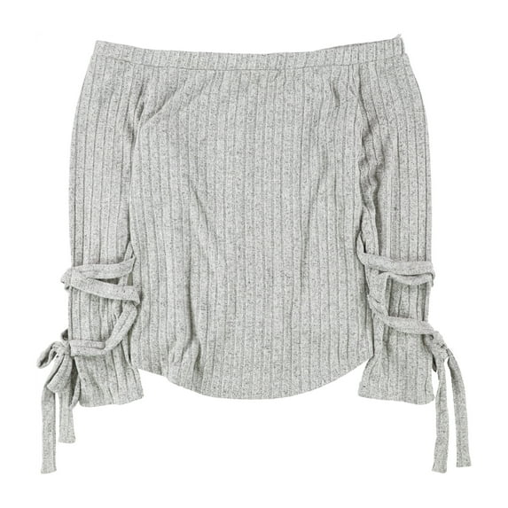 1.STATE Womens Tie Sleeve Cold Shoulder Blouse, Grey, Large