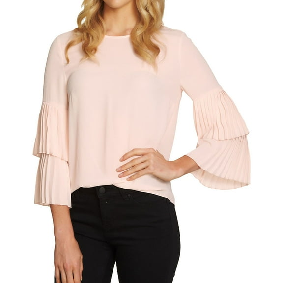 1.STATE Womens Tiered-Sleeve Knit Blouse, Pink, Small
