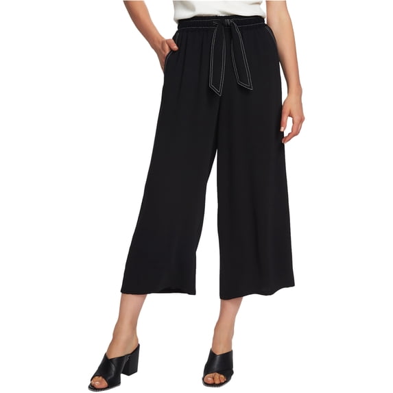 1.STATE Womens Wide Leg Casual Cropped Pants, Black, Large