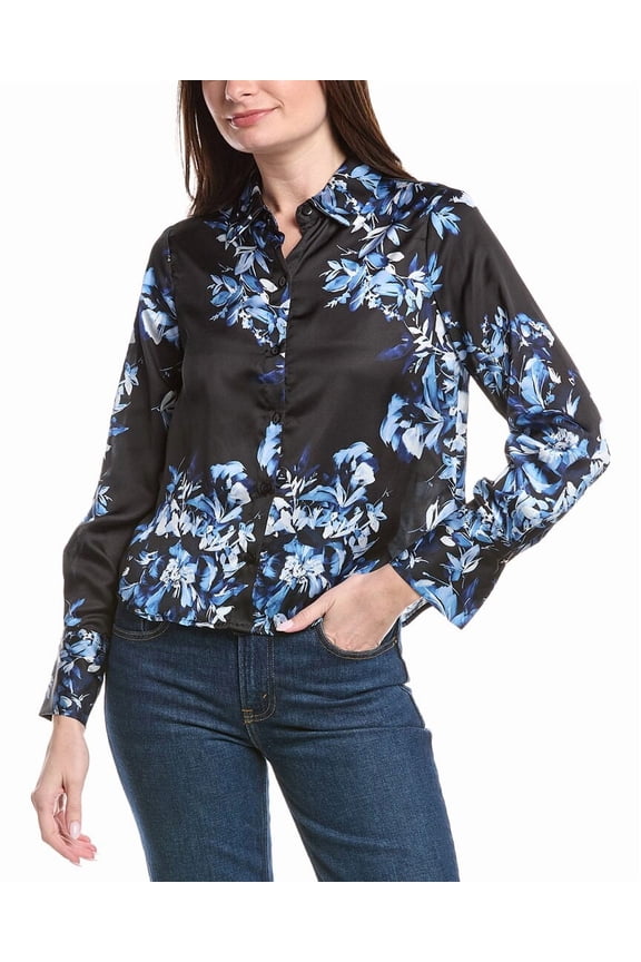 womens  Button-Down Blouse, 4, Blue