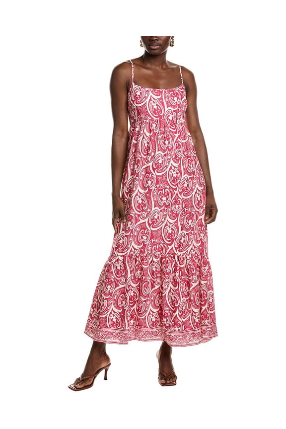 womens Linen-Blend Maxi Dress, s, Pink