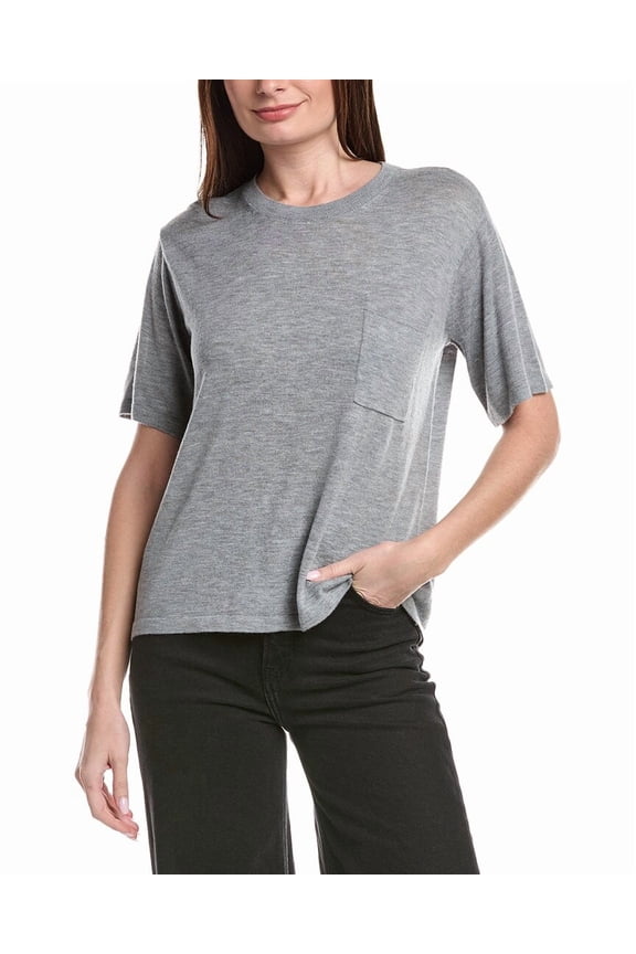 womens  Pocket Wool-Blend T-Shirt, m, Grey