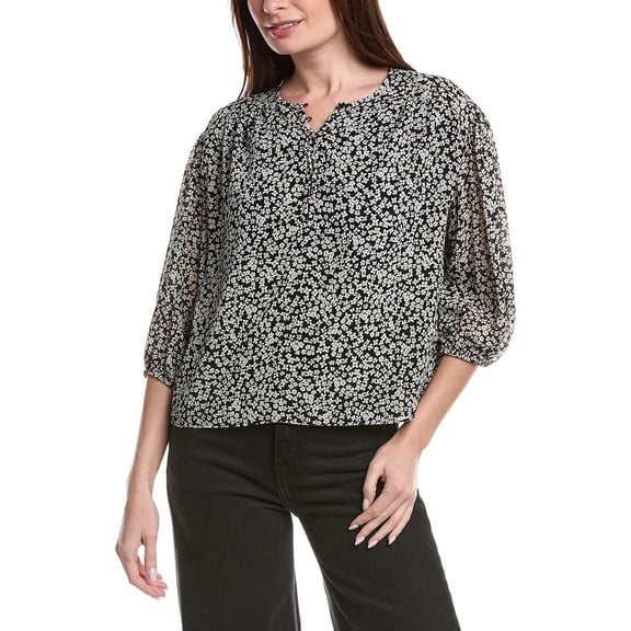 1.STATE womens  Puff Sleeve Blouse, XL, Black