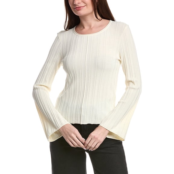 1.STATE womens Ribbed Top, l, White