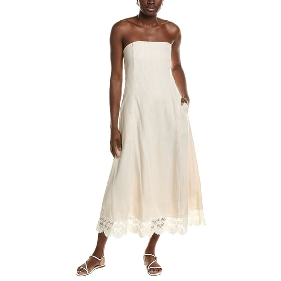1.STATE womens  Strapless Linen-Blend Dress, l